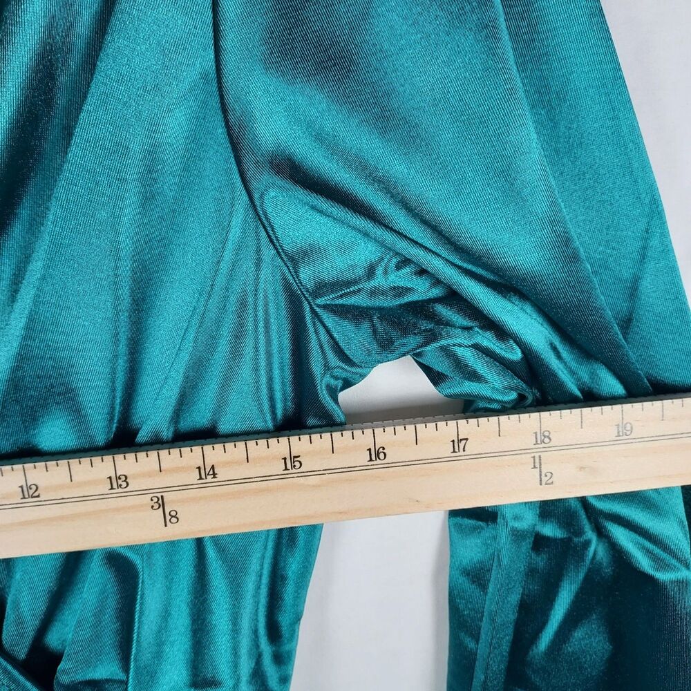 Yajedo Satin V-Neck Dress Size Medium Green Party/Cocktail Long Sleeve New - Picture 7 of 7